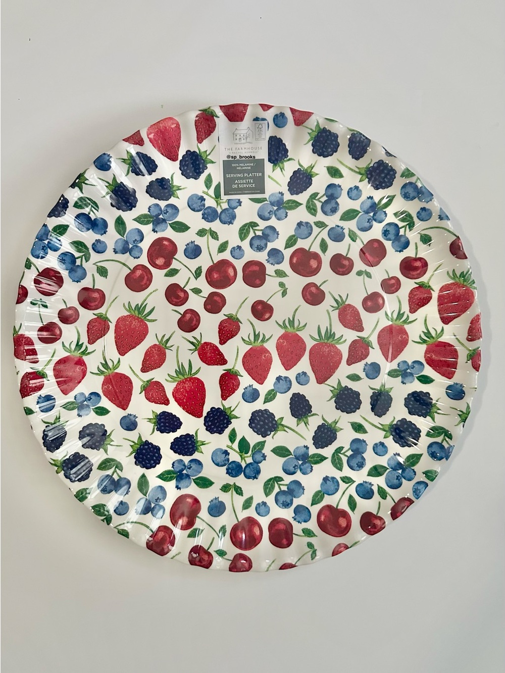 🎁The Farmhouse Melamine Platter - Rachel Ashwell 16” Platter w Berries / Fruits